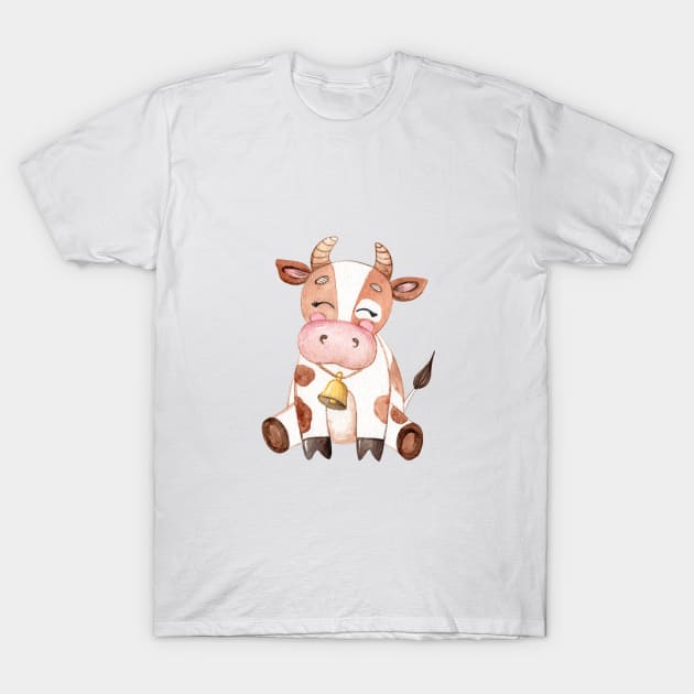 Cute brown cow T-Shirt by DreamLoudArt